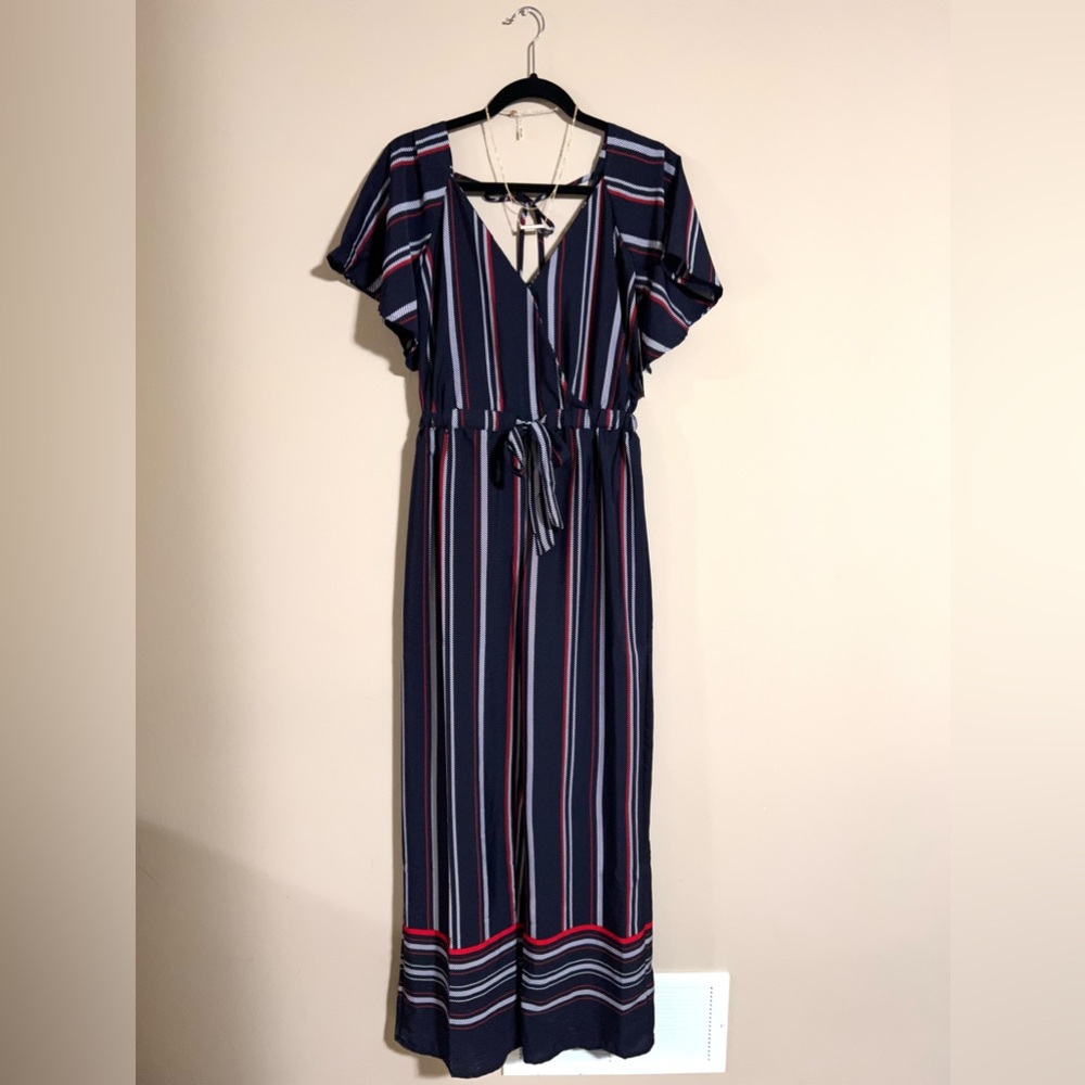 NWT BLUSH Jumpsuit in Navy, Red, and White - M